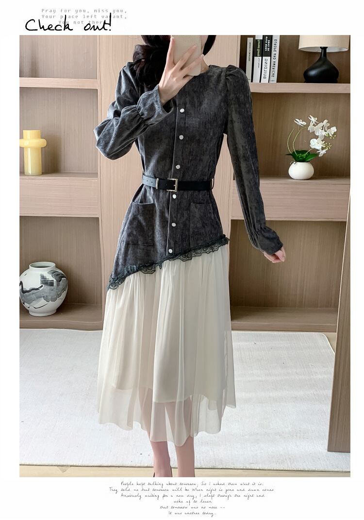 【dress】チュールコンビワンピース　M29588