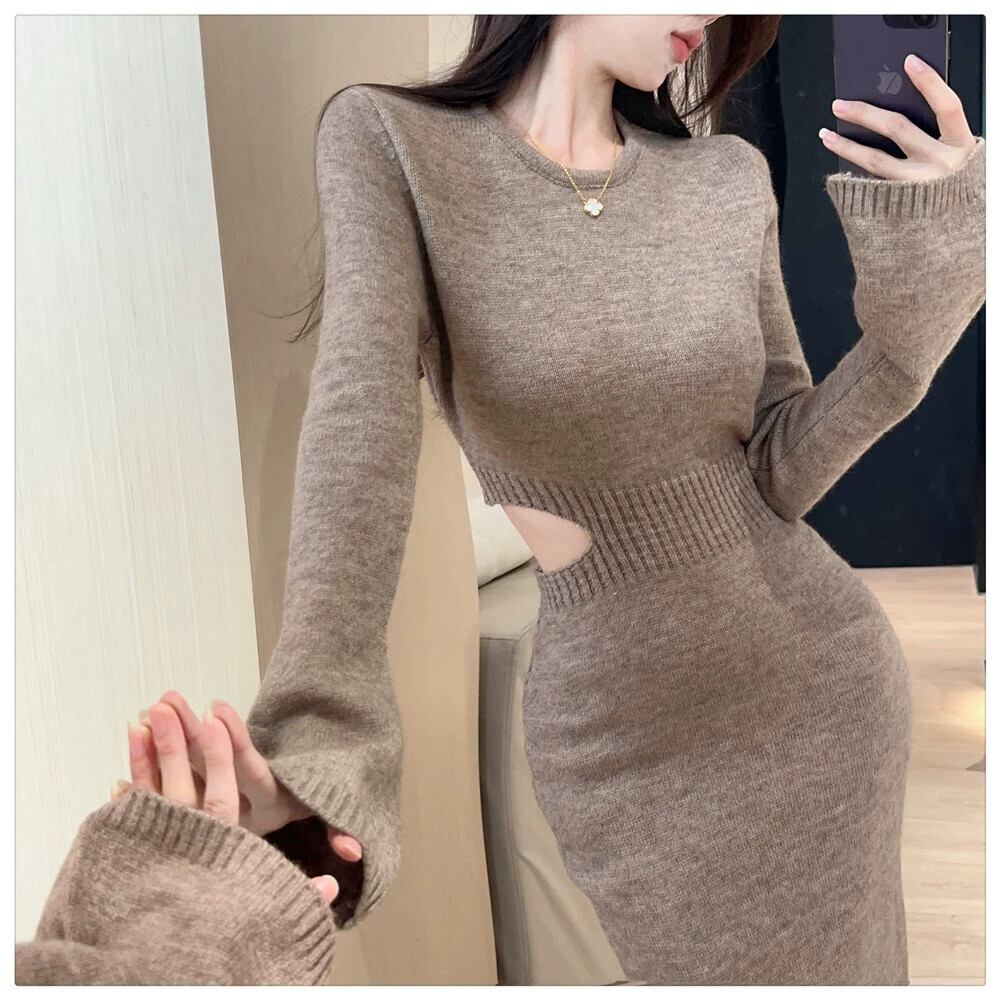 【dress】ウエストカットニットワンピース　N2192