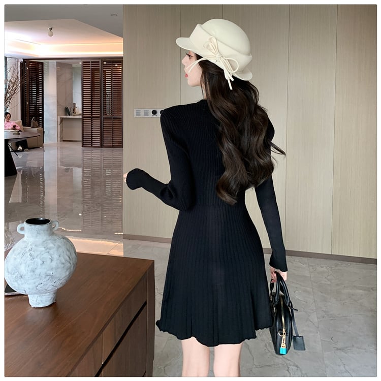【dress】リボン付きニットワンピース　M28581
