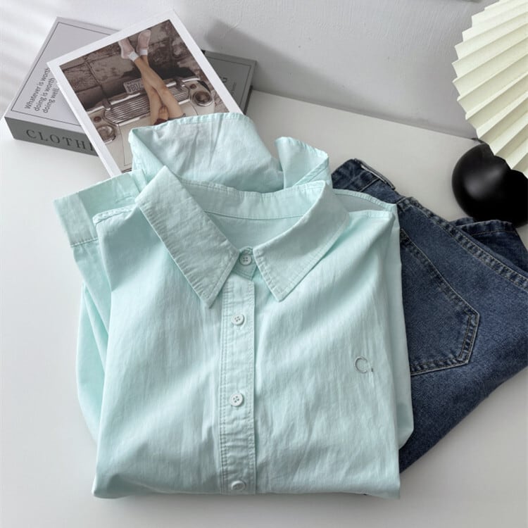 【tops】POLOネック刺繍シャツ　M29906