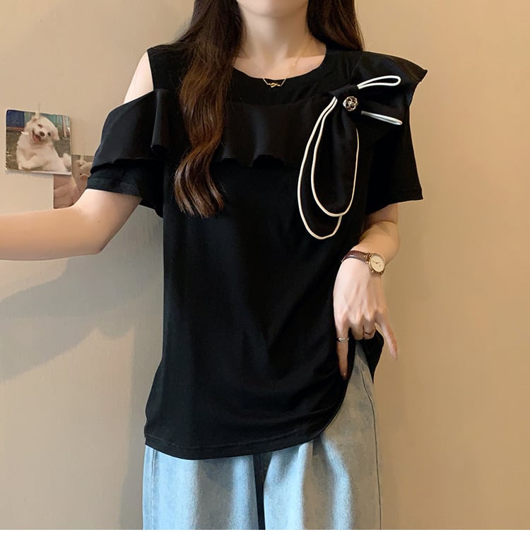 【tops】オフショルダー半袖TシャツG21044
