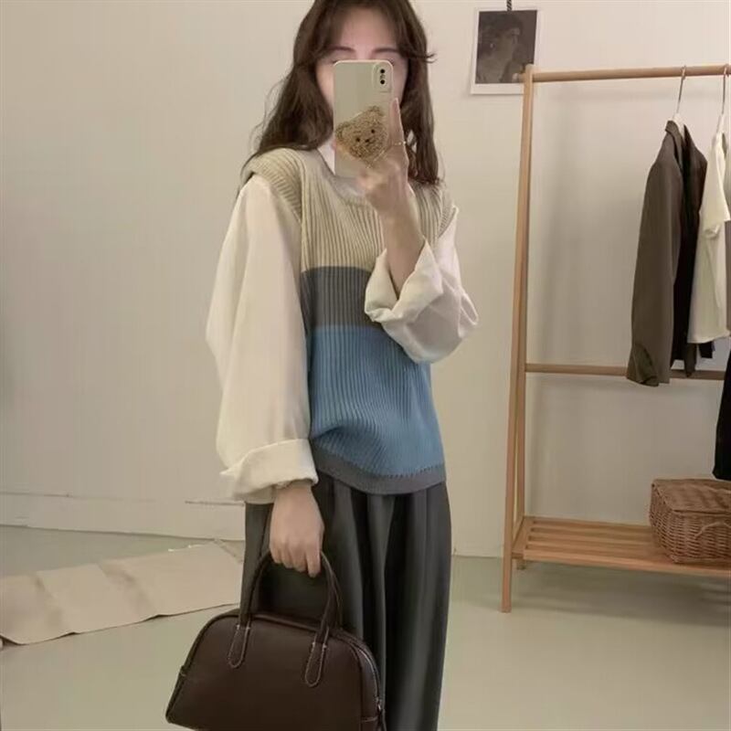 【tops】クルーネックニットベスト　M18830