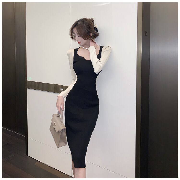 【dress】配色切り替えニットワンピース　M27808