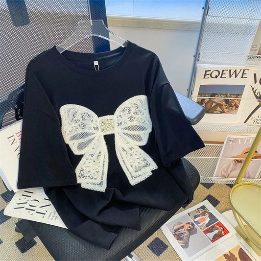 【tops】長袖リボンＴシャツF7069