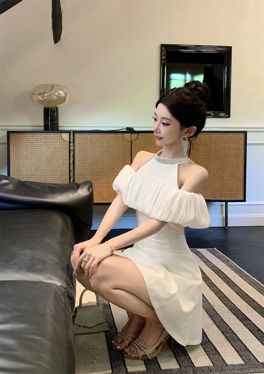 【dress】ビジューオフショルダーワンピース　M24300