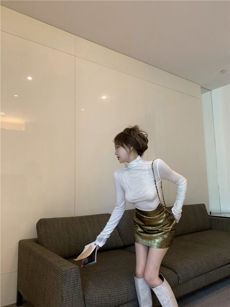 【tops】パールニットトップス　M28345