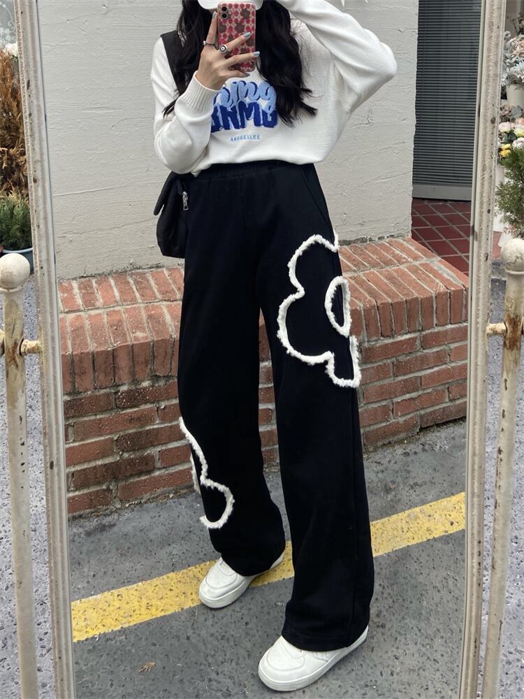 【bottoms】大活躍!ルーズ気質満点ハイウエスト厚手カジュアル裏起毛ガウチョパンツ G10627