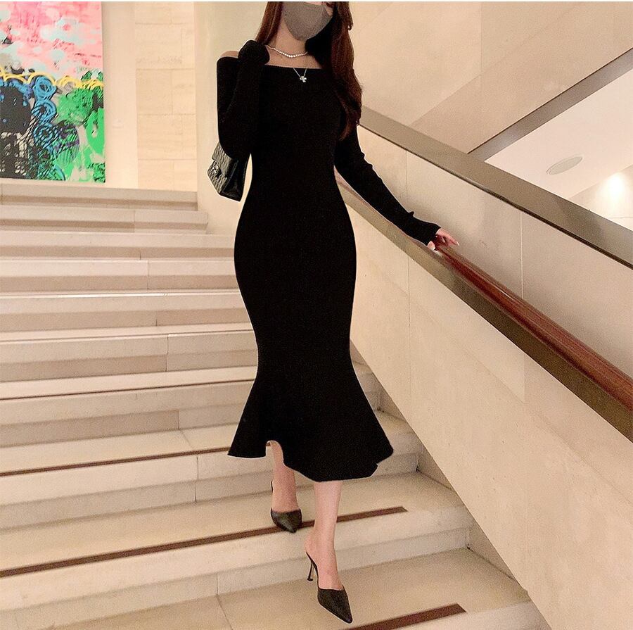 【dress】マーメイドニットワンピース　M18721