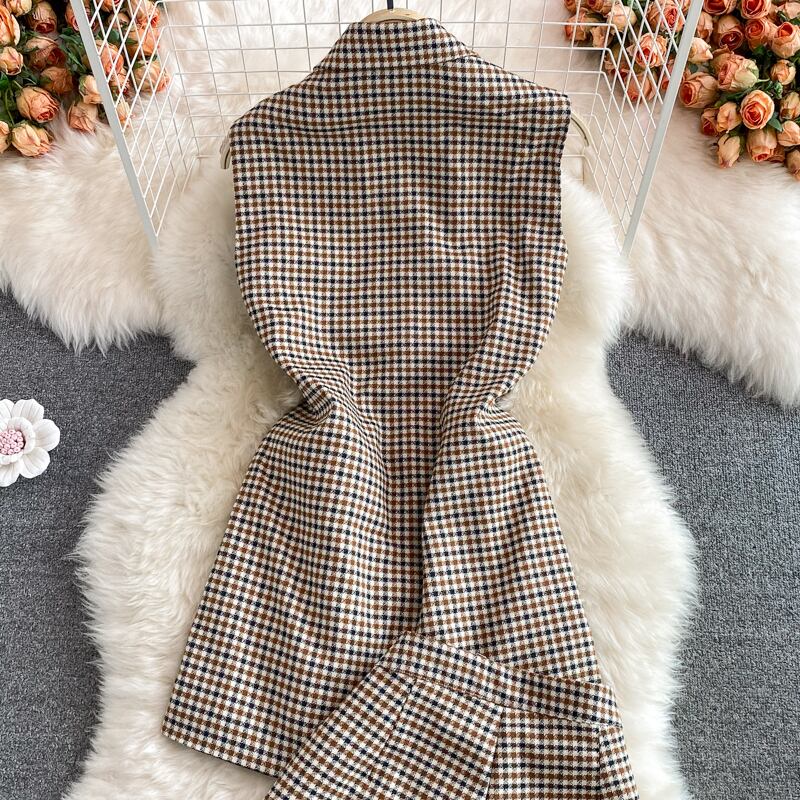 【set】チェック柄チョッキ+ショートパンツ２点セットG20716