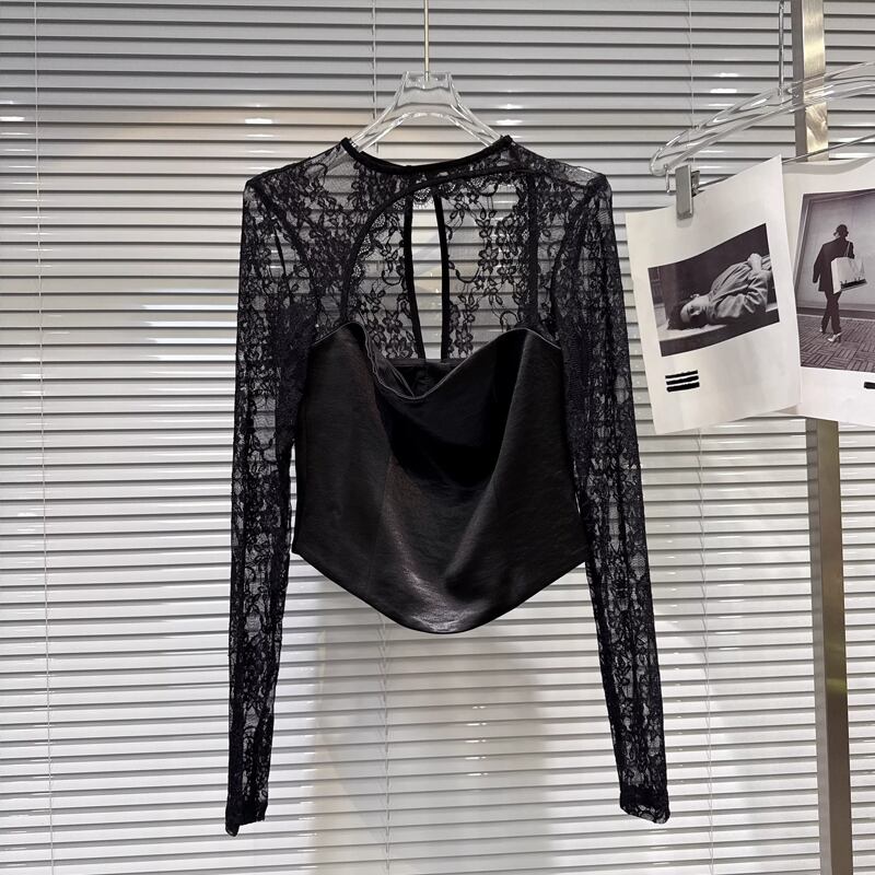 【tops】レースドッキングトップス Q8159