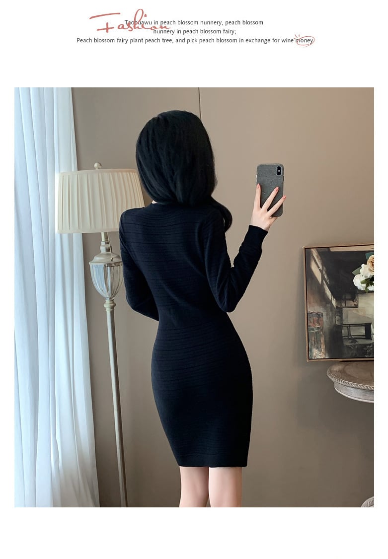 【dress】Vネックニットワンピース　M25346