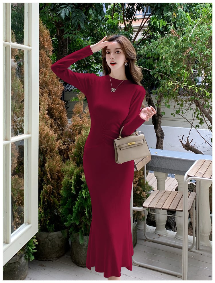 【dress】マーメイドニットワンピース　M25367