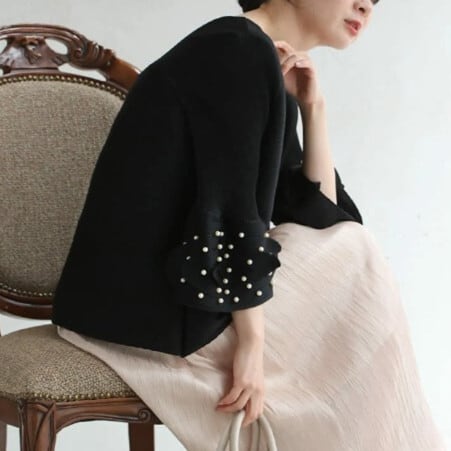 【tops】袖パールトップス　M30189