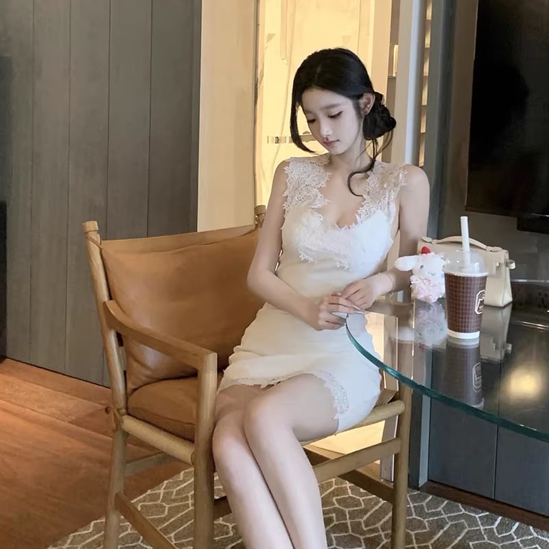 【dress】レースドッキングキャミワンピース Q8000