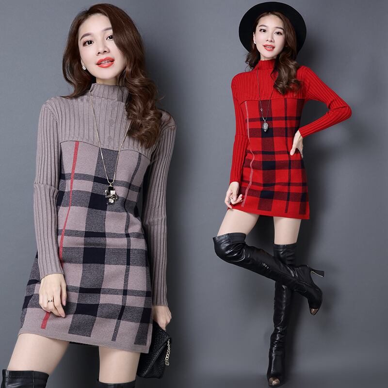 【dress】好感度UP!気質満点レトロ韓流スタイル長袖体型カバー秋冬ワンピース G3403