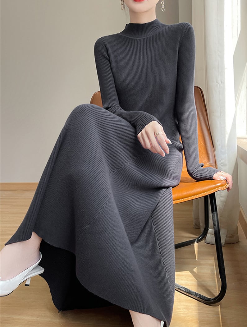 【dress】ハイネックニットワンピース Q7316