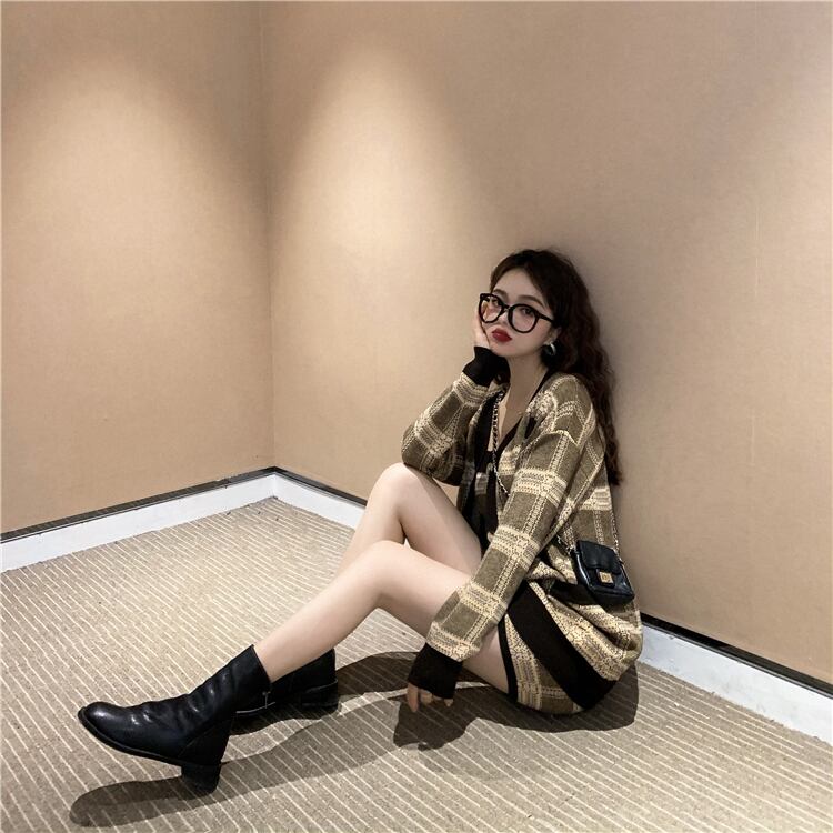 【set】好感度UP!気質満点スウィートカーディガン+キャミソール+スカートオシャレ3点セット G2816