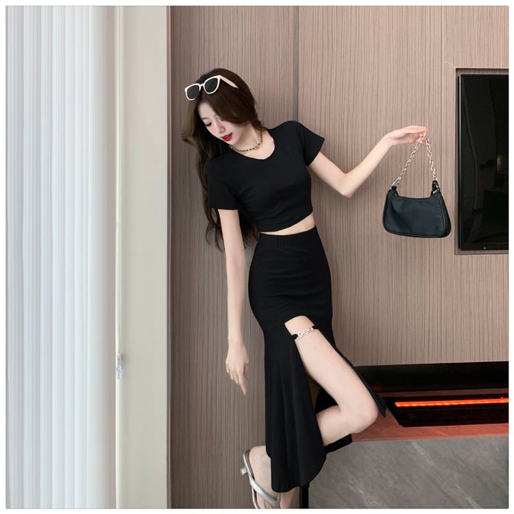 【set】バックで綺麗トップス+マーメイドスカート２点セットG19964