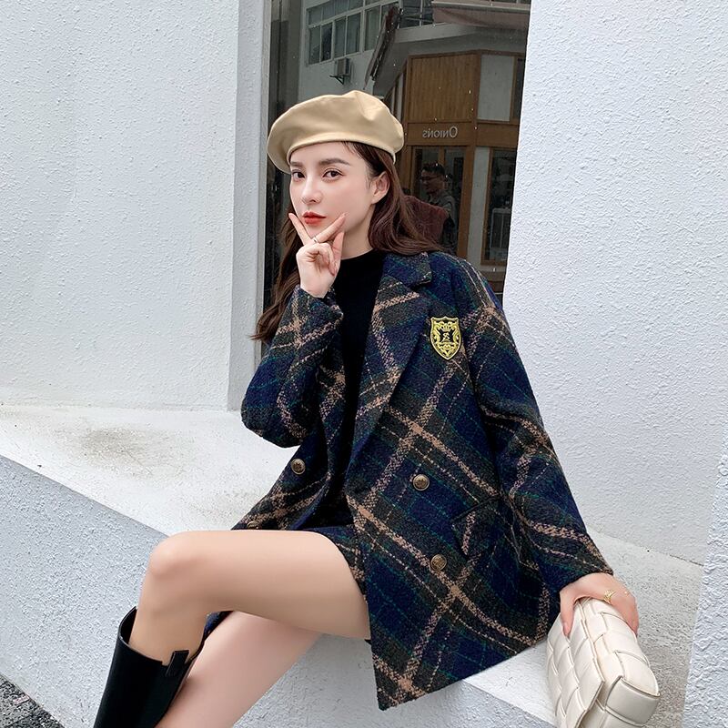 【set】ファッション!気質満点レトロオシャレスーツアウター+スカート２点セット G3586