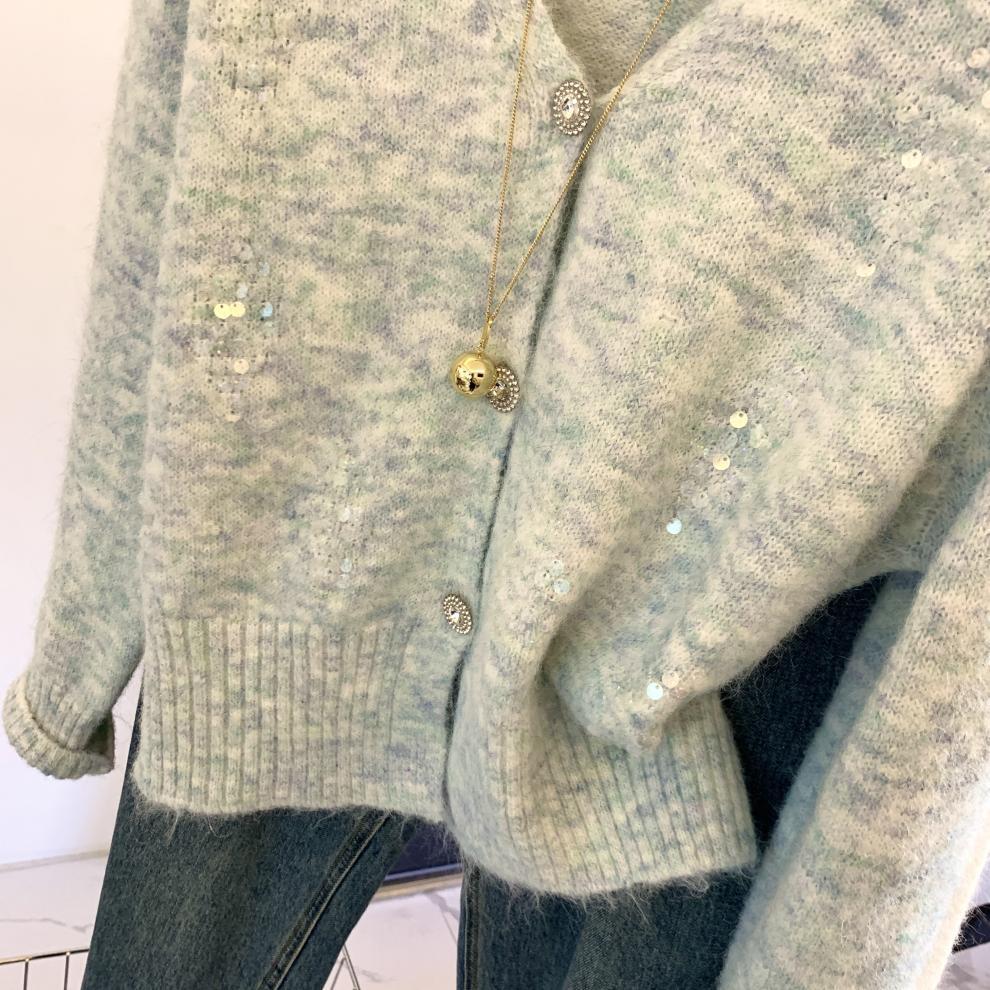 【outer】スパンコールニットカーデ　M29266