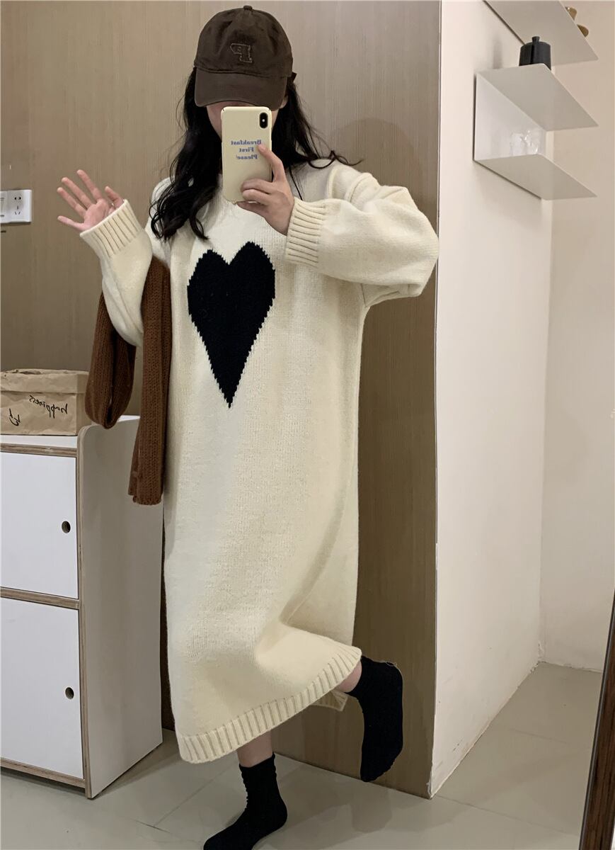 【dress】ハート柄ニットワンピース 　N2240
