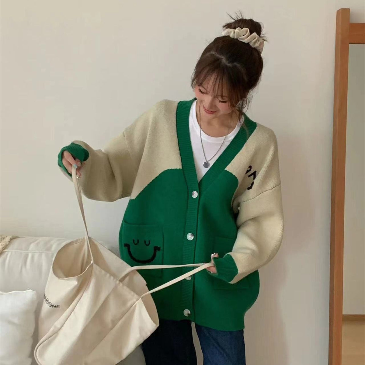 【outer】Vネックニットカーデ　M26299