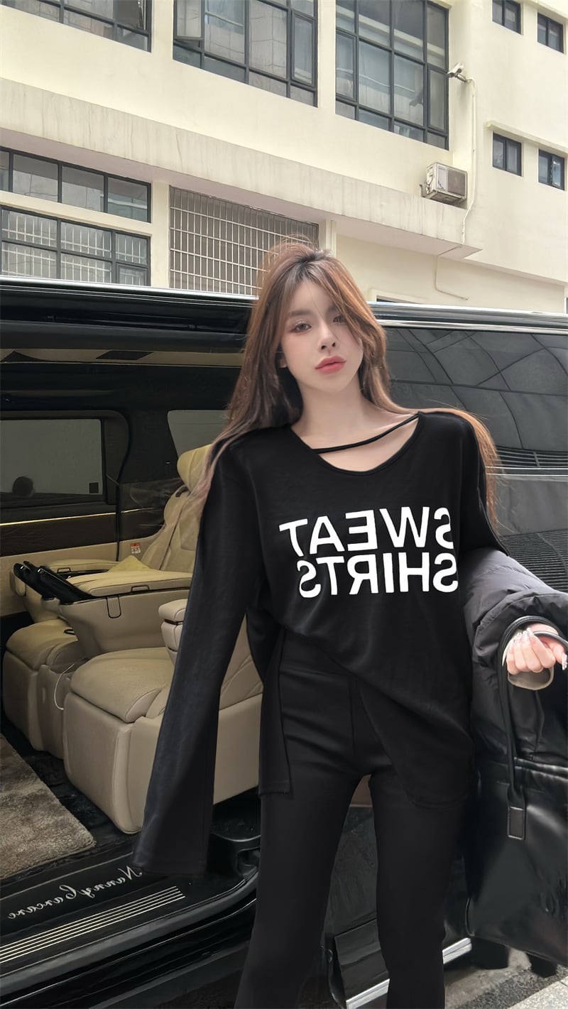 【tops】プリント長袖Tシャツ　M29575
