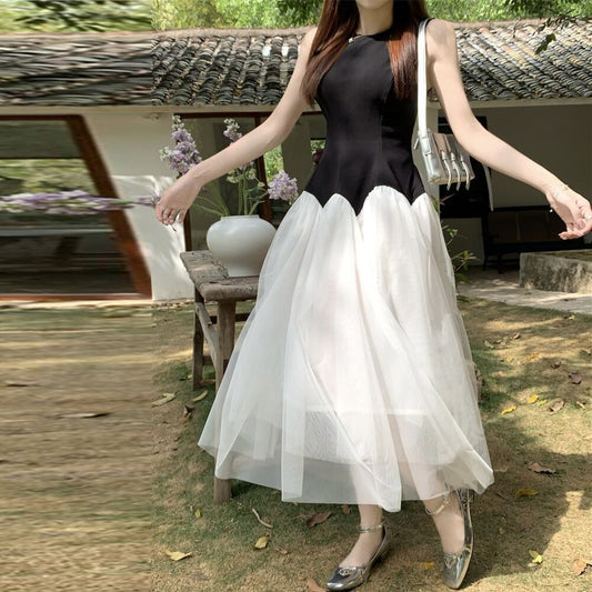 【dress】メッシュ切り替えワンピース G20894