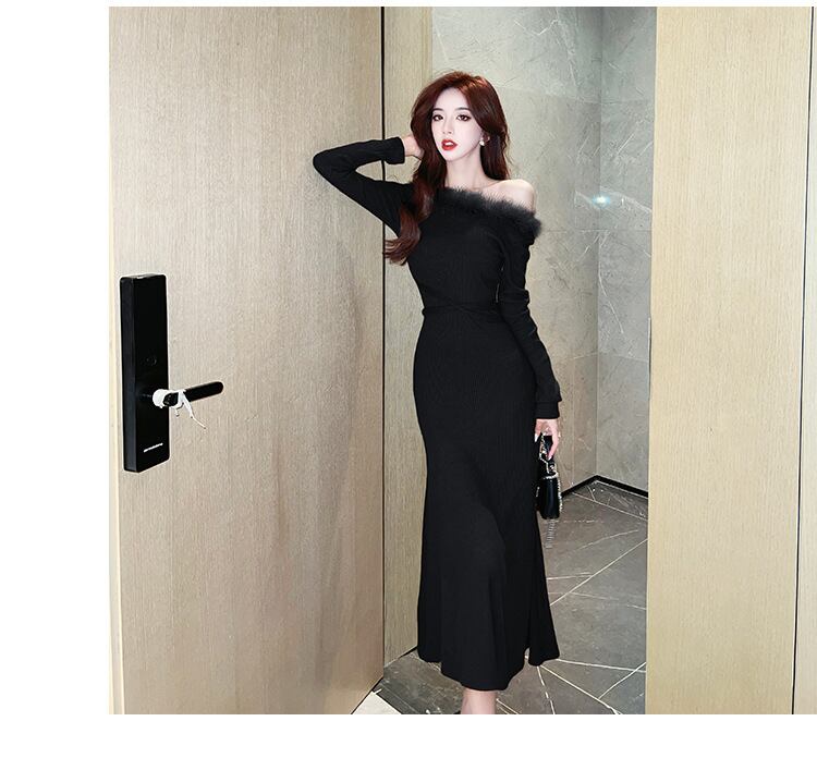 【dress】ファーネックワンピース　M18207