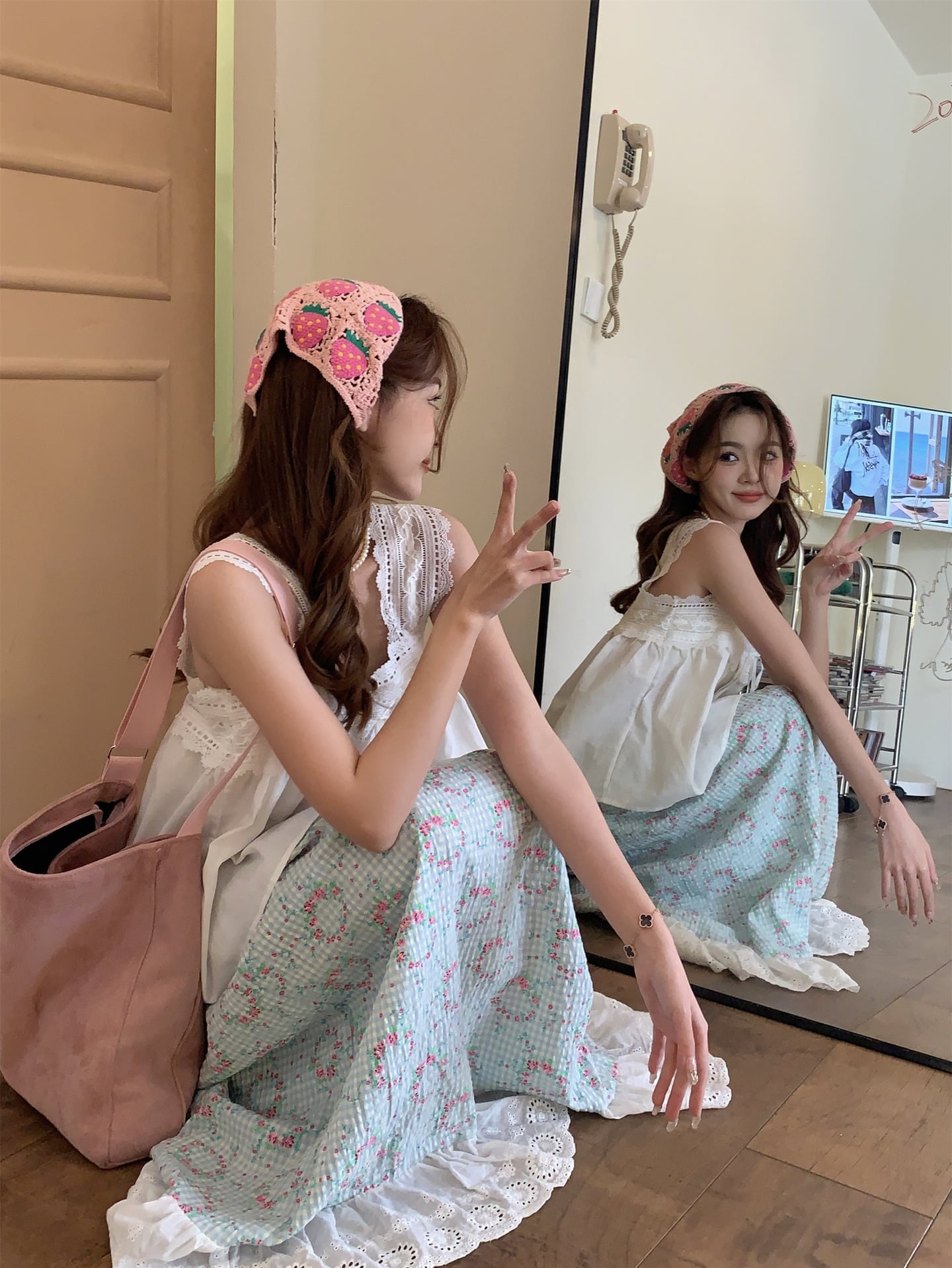 【bottoms】Aライン花柄スカートG20484