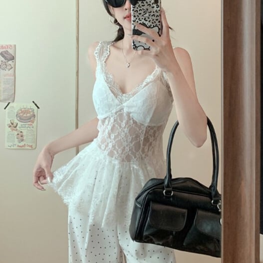 【tops】レースキャミソール　M29857