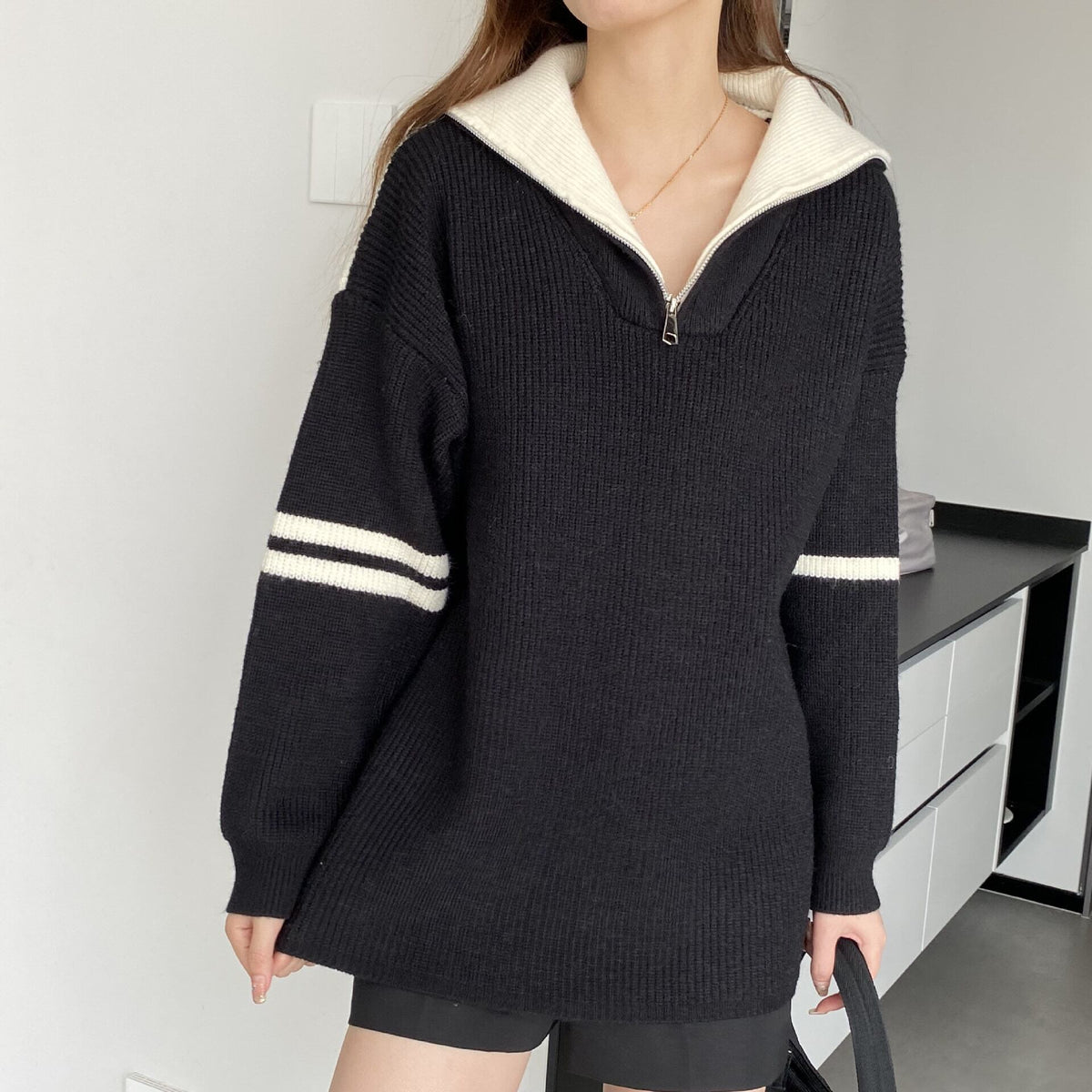 【tops】ファスナーニットセーター　M18735
