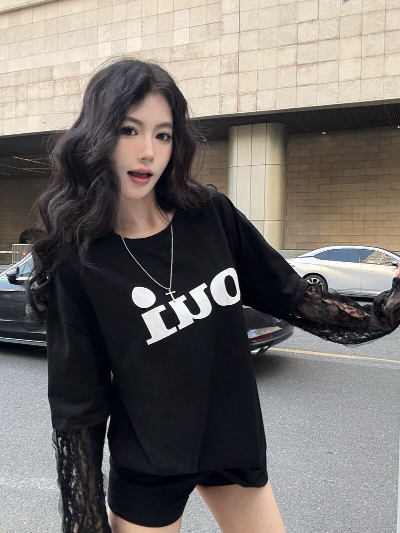 【tops】レース切り替えTシャツ　M28795