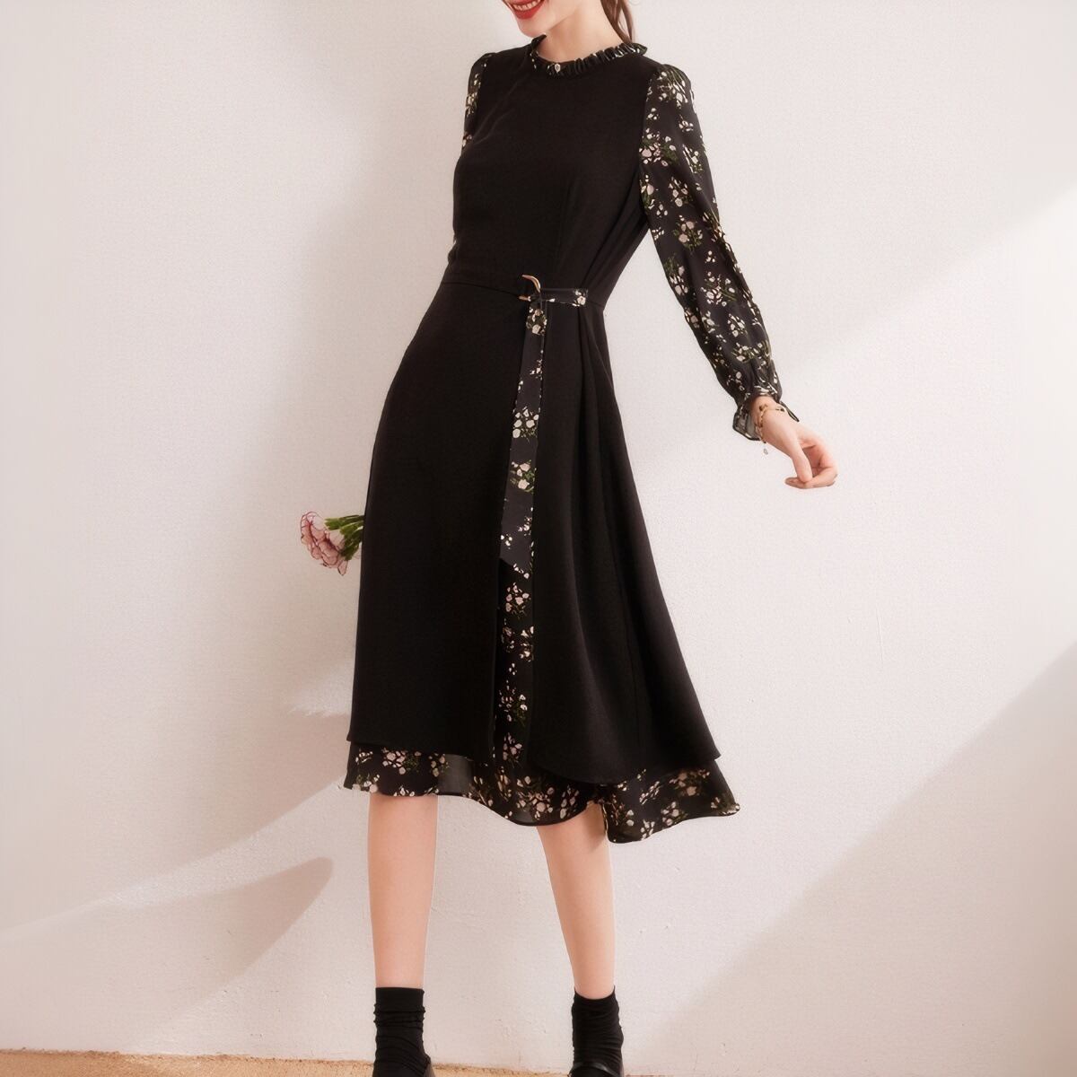 【dress】切り替え花柄ワンピース　M29665