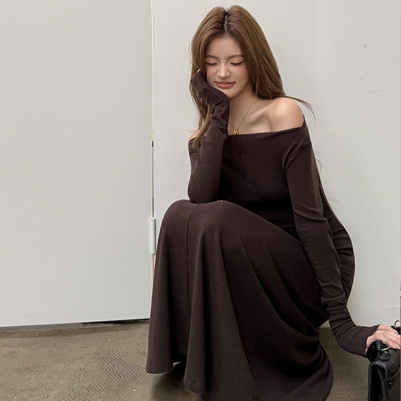 【dress】オフショルロングワンピース Q6924