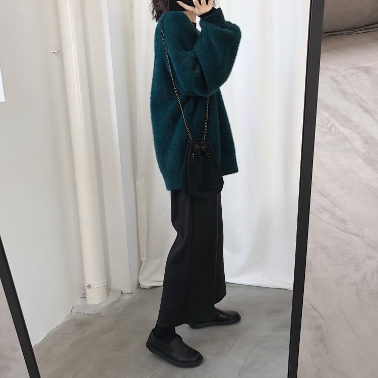 【outer】Vネックシャギーニットカーデ　M26229