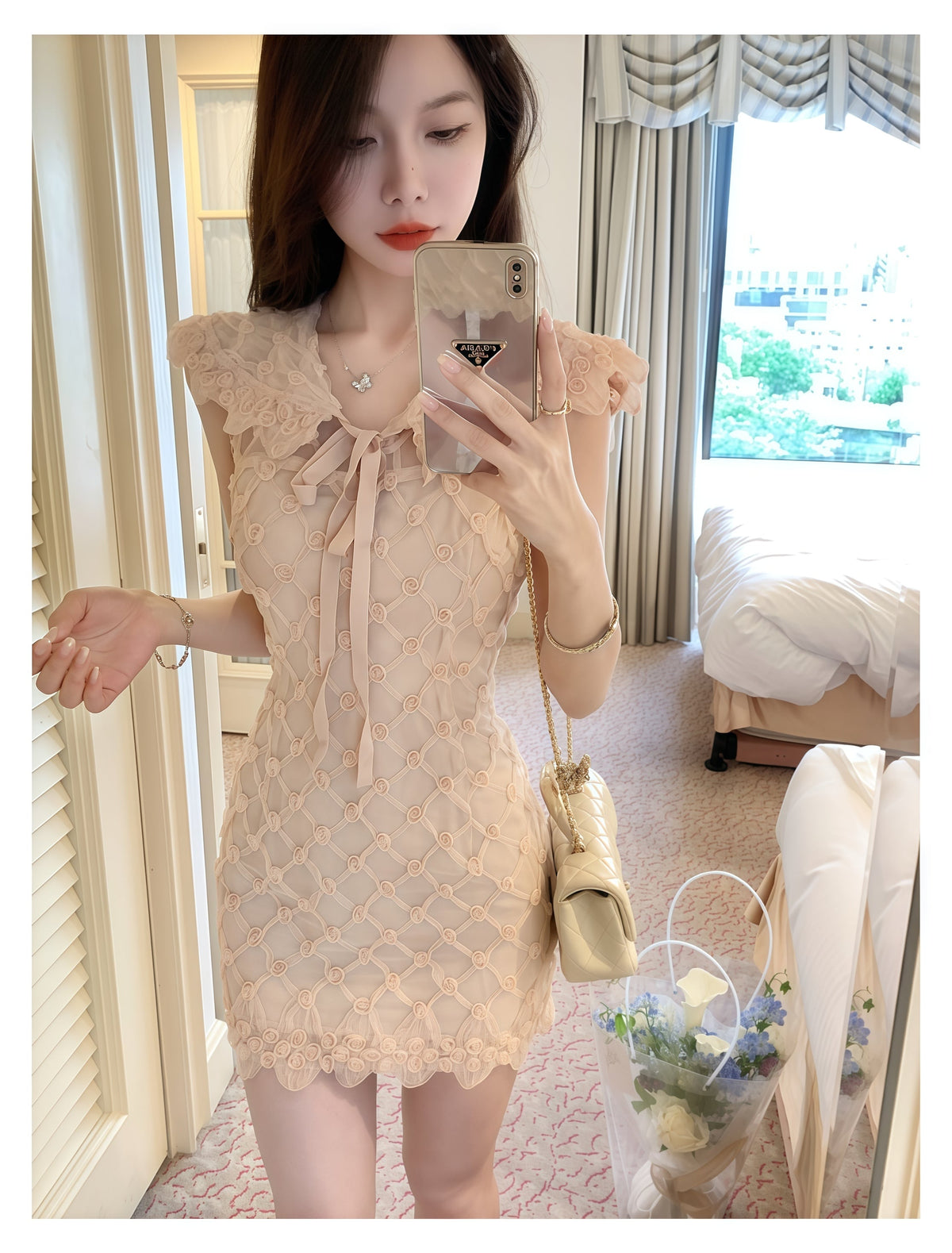 【dress】立体フラワーミニワンピース　N3175