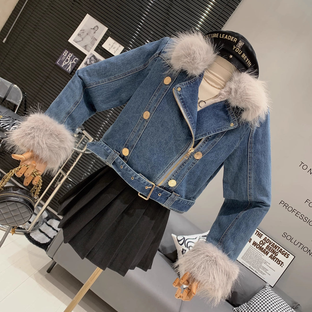 【outer】ファーデニムジャケット　M19108