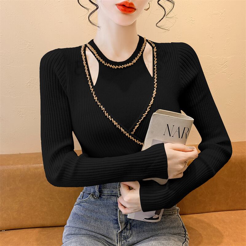 【tops】ビジュースリットニットトップス　M28254