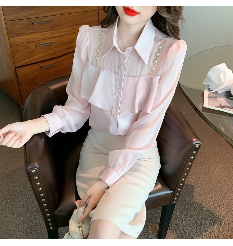 【tops】フリルシャツトップス　M25659