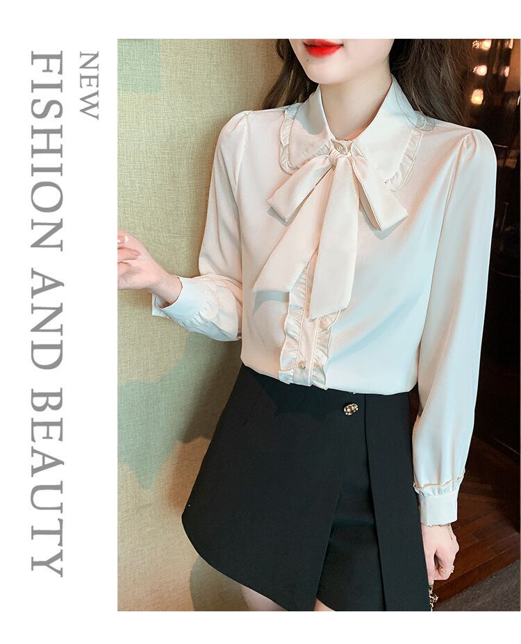 【tops】リボン付きシャツトップス　M28974
