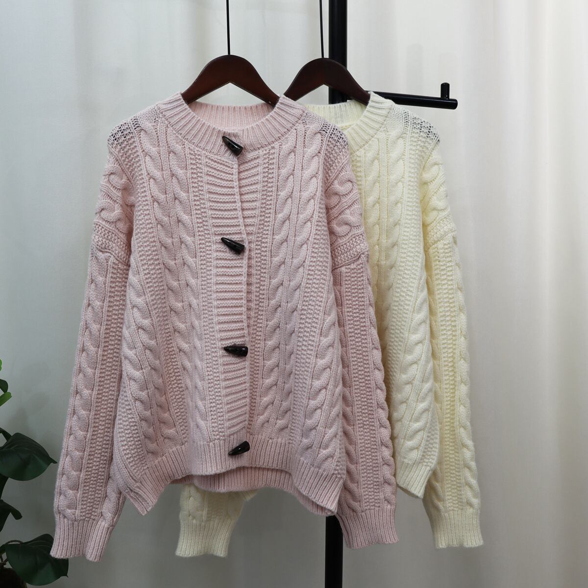 【outer】ボーダー柄ニットカーデ　M18788