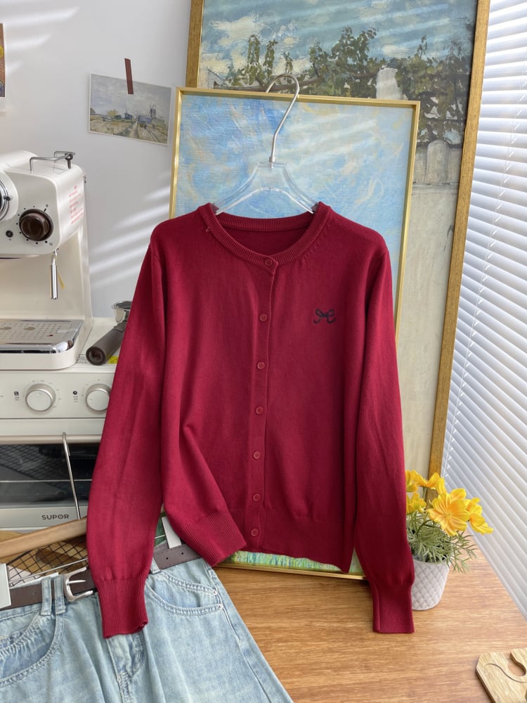 【outer】リボン刺繍ニットカーデ　M26314