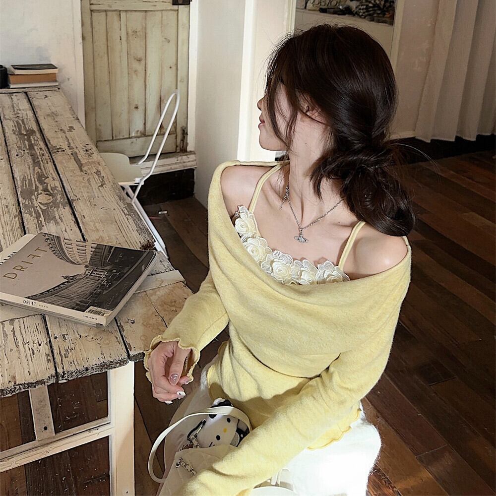 【tops】立体フラワーニットトップス　M27674