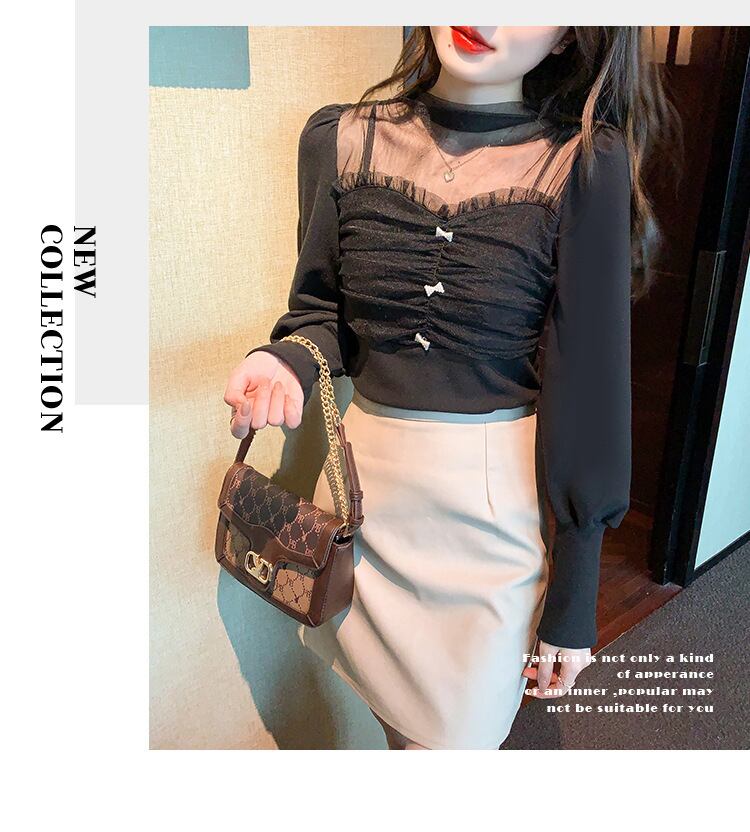 【tops】チュールコンビブラウス　M29369
