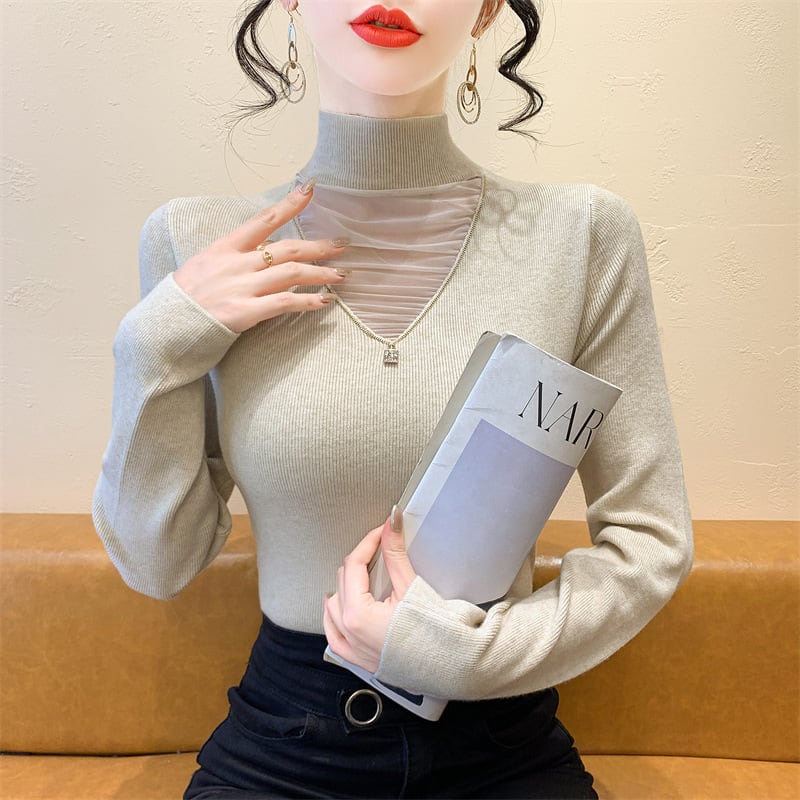 【tops】チュールドッキングニットトップス　M27626