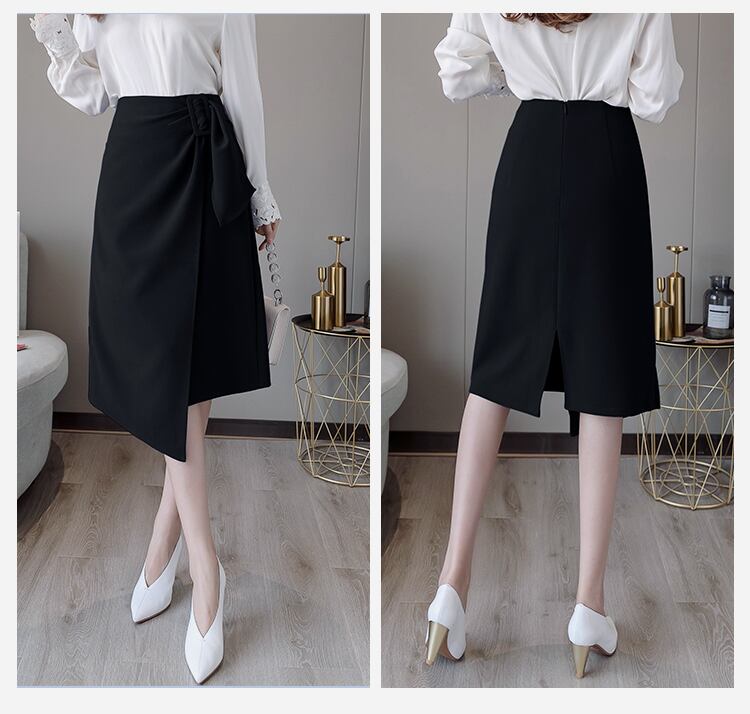【bottoms】エレガント無地気質満点レディースファッションスリット不規則Aライン