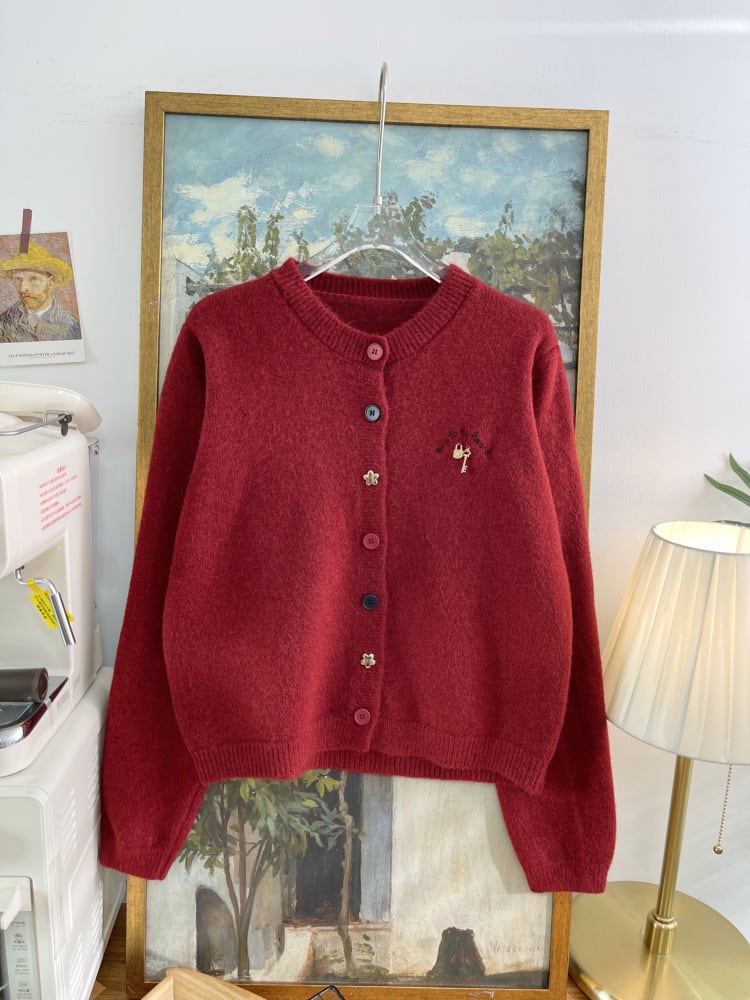 【outer】刺繍ニットカーデ　M28625