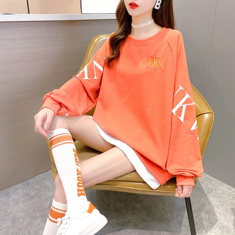 【tops】選べる5色！ラウンドネック長袖英字柄ファッションゆったり着回しパーカーF0673