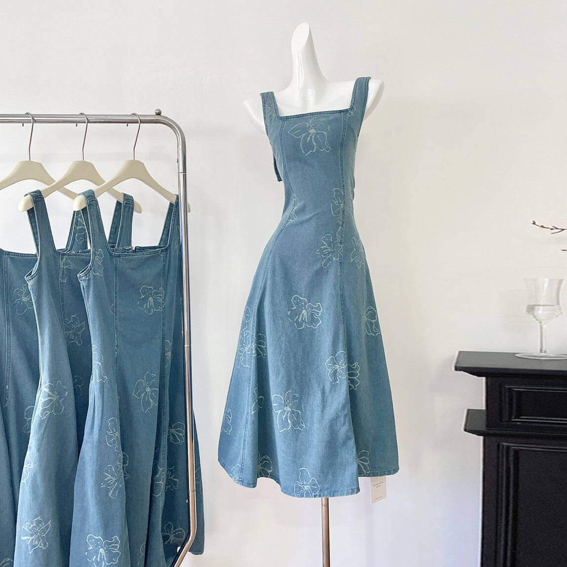 【dress】刺繍デニムワンピース　M25152